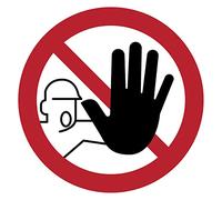 Adhesivo de Señalización Laminado Redondo Adhesivo Resistente al Agua ISO 7010 - Adhesivo Laminado Resistente a los Rayos UV - ¡Detener! Acceso Prohibido - Diámetro 40 cm
