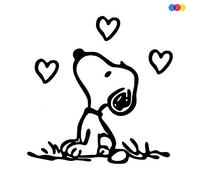Adhesivo de Snoopy con corazones - Joe Cool - Peanuts - Perro ideal para PC portátil coche - moto - scooter - camión - paredes - cómic Decal Negro 16 x 14 cm