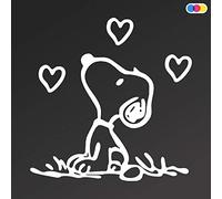 Adhesivo de Snoopy con corazones - Joe Cool - Peanuts - Perro ideal para PC portátil coche - moto - scooter - camión - paredes - cómic Decal - blanco 16 x 14 cm
