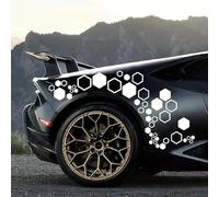 Adhesivo de vinilo con patrón hexagonal de 52 rejillas para uso lateral de automóviles, compatible con acabados de pintura mate o metálica brillante (blanco)
