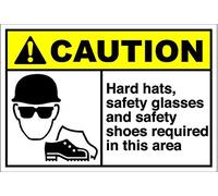 Adhesivo de vinilo con texto en inglés "Hard Hats, Safety Glasses and Safety Shoes Required Caution OSHA Sign", 20,3 cm