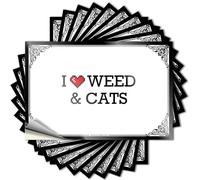 Adhesivo de vinilo con texto en inglés "I Love Weed & Cats Funny for Gamer Use" (6 x 9 cm)