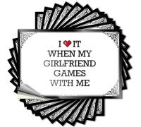 Adhesivo de vinilo duradero con texto en inglés «I Love It When My Girlfriend Games with Me Hard for Science Use» (6 x 9 cm)