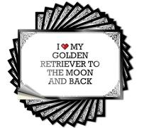 Adhesivo de vinilo impermeable con texto en inglés "Must Birthday Saying - I Love My Golden Retriever to The Moon and Back Door (6 x 9 cm)
