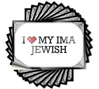Adhesivo de vinilo para decoración de puerta de dormitorio con texto en inglés "I Love My Ima Jewish Heavy para uso en interiores (8 x 12 cm)