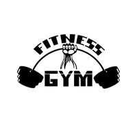 Adhesivo de vinilo para gimnasio, centro de fitness, sala de ejercicios, estudio de musculación, club, logotipo, 32 x 58,4 cm, no dañar la superficie de la pared, pequeño, negro