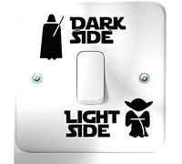 Adhesivo de vinilo para interruptor de luz, con texto en inglés “Dark Side Light Side”, fabricado en Reino Unido, 1 adhesivo