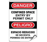Adhesivo decorativo con texto en inglés "Danger Confined Space Entry By Permit Hazard"