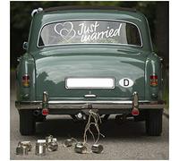 Adhesivo decorativo Just Married para coche de boda, para la parte trasera, pegatina decorativo para la pared, para bodas, casas, autoadhesivo, decoración (blanco, KX055 Just Married 1)