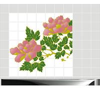 Adhesivo decorativo para azulejos de baño & de la cocina - cocina azulejos MD009 - hermosa de la flor, - 15x15cm(BxH), 60x60cm