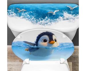 Adhesivo decorativo para inodoro con diseño de pingüino hecho de PVC impermeable para tapa de asiento de baño, aplicación en azulejos, espejos, vidrio, metal, superficies de madera
