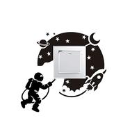 Adhesivo Decorativo para Interruptor, Diseño Espacial, COLOR NEGRO.Tamaño del hueco para interruptor o enchufe 9x9 cm.El vinilo mide 22x22 cm aprox pero lo puedes colocar como mas te guste.