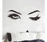 Adhesivo decorativo para pared con diseño de ojos y pestañas para salón de belleza, diseño de doble cara, compatible con superficies planas, incluyendo espejos y vidrio
