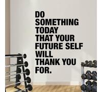 Adhesivo decorativo para pared con frases de motivación de gimnasio, vinilo creativo, sala de gimnasio, deportes, murales de pared, decoración de papel pintado, 55 x 70 cm