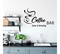 Adhesivo decorativo para pared con texto en inglés "Coffee Bar Love is Brewing", 66 x 42 cm