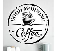 Adhesivo decorativo para pared con texto en inglés "Good Morning Drink Coffee Cafe Window Sticker Art Stickers Vinilo Decoración" para cocina, espejo, azulejos, citas, transferencias, decoración