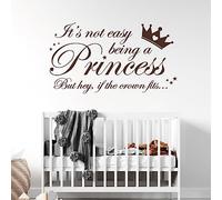 Adhesivo decorativo para pared con texto en inglés "It's not Easy Being a Princess, but Hey, if The Crown fits... - Adhesivo decorativo para habitación de niñas [XXL] [Chocolate]
