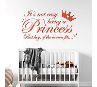 Adhesivo decorativo para pared con texto en inglés "It's not Easy Being a Princess, but Hey, if The Crown fits... - Adhesivo decorativo para habitación de niñas [XXL] [naranja]