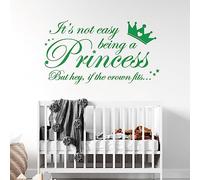 Adhesivo decorativo para pared con texto en inglés "It's not Easy Being a Princess, but Hey, if The Crown fits... - Adhesivo decorativo para habitación de niñas [XXL] [Cactus]