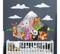 Adhesivo decorativo para pared, diseño de animales en el pie del volcán, 90 x 60 cm