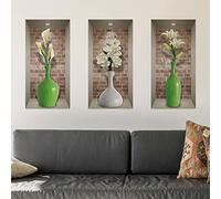 Adhesivo decorativo para pared, diseño de flores, 3D, diseño de flores, color blanco, adhesivo de pared, para habitación de adulto, 3D, decoración de salón, pegatinas de pared