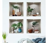 Adhesivo decorativo para pared, efecto 3D, diseño de plantas y objetos de diseño, adhesivo de pared, para habitación de adulto, 3D, decoración de salón, pegatinas de pared