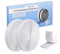 Adhesivo Doble Cara Extra Fuerte, 10M × 20mm Autoadhesiva Cinta de Gancho y Bucle Adhesiva Para Tela Mosquitera, Fijación Extrafuerte, Recortable, para Cortinas, Marcos y Proyectos DIY (Blanco)