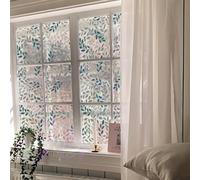 Adhesivo electrostático para ventana, película de privacidad con diseño de hojas de arco iris y vides de plantas, aspecto translúcido de vidrieras para uso doméstico y comercial (43 x 100 cm)