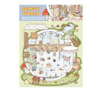 Adhesivo en miniatura de PET, diseño de taza de té, paisaje de cabina para diario, cuaderno, álbumes de recortes, álbum de fotos, decoración de laptop, taza de té, escena de cabina en miniatura PET