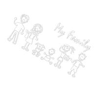 Adhesivo familiar para coche, rayas y texto en inglés "My-Family, papá, niños, perro, para portátil, smartphone, ventana coche