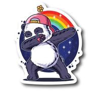 Adhesivo impermeable Dab Dabbing Panda de 5 pulgadas para ventana de pared, coexistir diversidad, igualdad, feminista, derechos humanos, progreso fuerte, libertad, amor, poder, relación americana, arco iris, valiente, orgullo no binario, CS1555-2PK