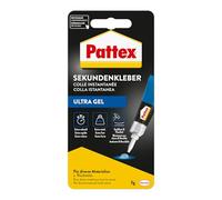 Adhesivo instantáneo Pattex Ultra Gel, super pegamento extra fuerte y flexible de 3 g, pegamento de reparación resistente a los golpes y al agua con consistencia de gel para goma, cuero, madera