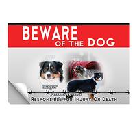 Adhesivo laminado Beware of the Dog Australian Shepherd