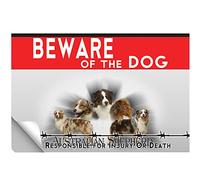 Adhesivo laminado Beware of the Dog Australian Shepherd