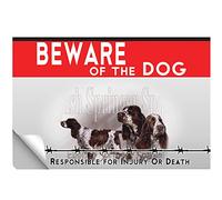 Adhesivo laminado Beware of the dog springer spaniel