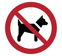Adhesivo de Señalización Laminado Redondo Adhesivo Resistente al Agua ISO 7010 - Adhesivo Laminado Resistente a los Rayos UV - Prohibido s los Perros - Diámetro 10 cm