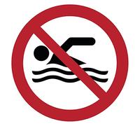 Adhesivo Laminado Redondo Resistente al Agua NF ISO7010 - Adhesivo Laminado Resistente a los Rayos UV - Prohibido Nadar - Diámetro 10 cm