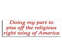 Adhesivo magnético para parachoques de coches con texto en inglés "Doing My Part to Off The Religious Right Wing of America" para coches y camiones para adultos