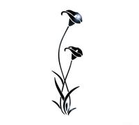 Adhesivo mural acrílico con diseño de flor de espejo 3D para decoración del hogar, arte de pared extraíble ligero adecuado para pared de TV, sofá, pared y armario (negro)