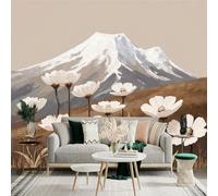 Adhesivo mural de pared de tamaño personalizado, camino de niño caminando hacia la iglesia en la colina con campos y cielo, papel tapiz autoadhesivo extraíble para pared grande para sala de estar y