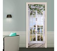 Adhesivo mural para puerta en 3D para puertas interiores, pegatinas impermeables de PVC autoadhesivas, decoración de pared - Póster de puerta de paisaje de playa, 30.5 x 78in (A-01)
