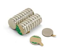 Adhesivo N42 Magnet de Neodimio Para Artes, Manualidades, Fabricación de Modelos, Bricolaje, Pasatiempos Y Embalaje - 12mm de Diámetro x 2mm de Espesor - 1.6kg - Norte - Paquete de 20