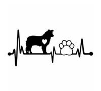 Adhesivo para coche, diseño de border collie latido del corazón, amor, cardiograma, 18 cm (7,1 pulgadas), negro border collie coche, divertido negro huellas de perro, pegatinas decorativas