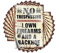 Adhesivo para cubierta genial: No Trespassing I Own Firearms and A Backhoe Mini calcomanía duradera fácil de aplicar para decoración de artículos (6 x 9 cm)