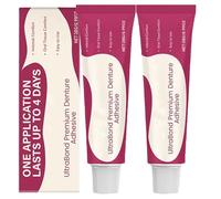 Adhesivo para dentaduras postizas, adhesivo para dentaduras postizas, adhesivo dental, pegamento dental para fijación de dentaduras postizas. (2pcs)
