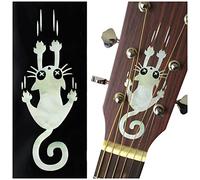 Adhesivo para guitarra y bajo, diseño de gato rasgado y deslizante, color blanco perla