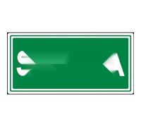 Adhesivo para luminarias de emergencia 200x75mm, diseño claro y visible, ideal para señalización en salidas de emergencia.