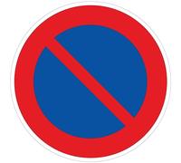 Adhesivo para panel de seguridad rígido y redondo, adhesivo de señalización laminado, plastificado, resistente al agua y a los rayos UV, estacionamiento prohibido 2 - Diámetro 24 cm