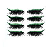 Adhesivo para Pestañas con Pestañas, 4 Pares de Adhesivos para Pestañas Reutilizables, Pestañas Postizas Son Resistentes Al Agua, Fáciles de Usar, Pestañas Postizas, (Verde 4