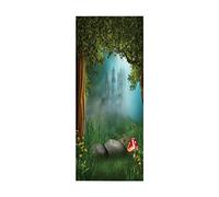 Adhesivo para puerta 3D Castello della Foresta 77 x 200cm(An x Al) Impermeable Arte Moderno 3D Pegatina Mural de Puerta Vinilo Extraíble para Puertas Interiores Sala de Estar Dormitorio